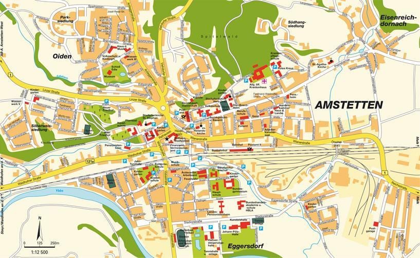 mapa amstetten, rakúsko
