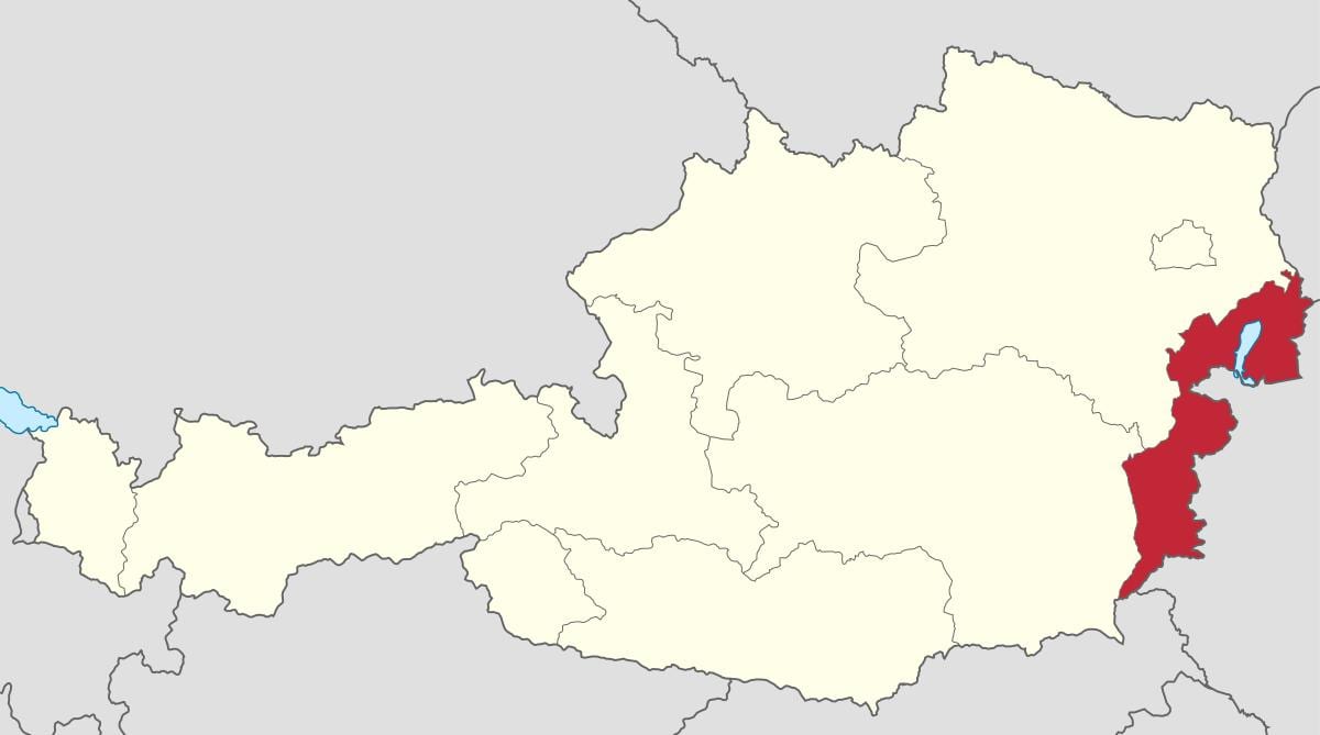 mapa burgenlande rakúsko