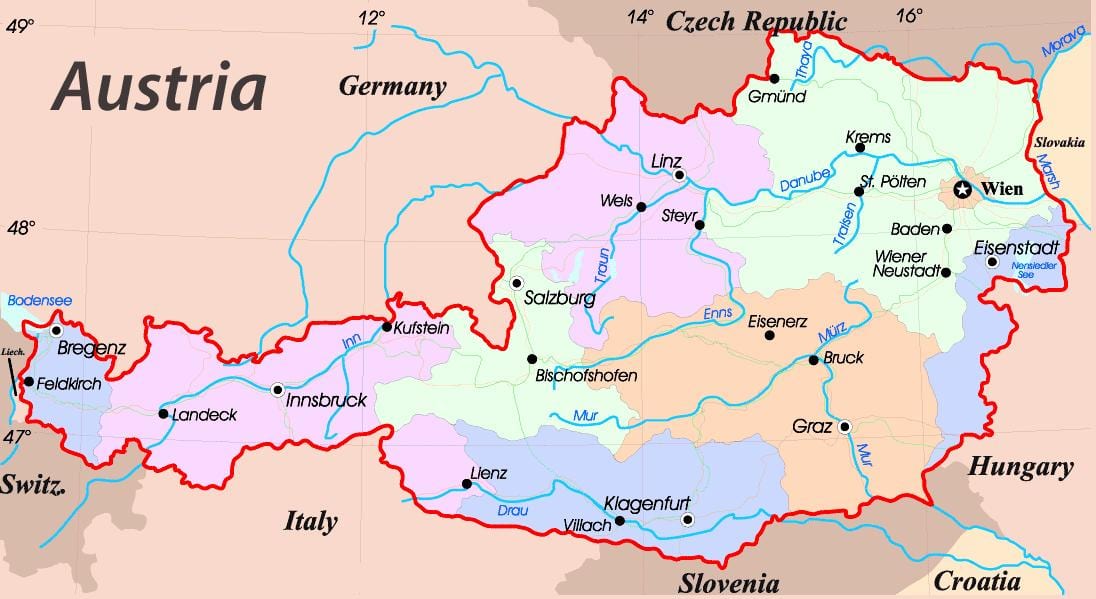 mapa eisenstadt, rakúsko