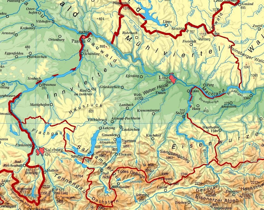 mapa horné rakúsko