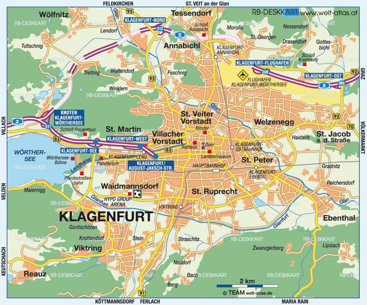mapa klagenfurt rakúsko