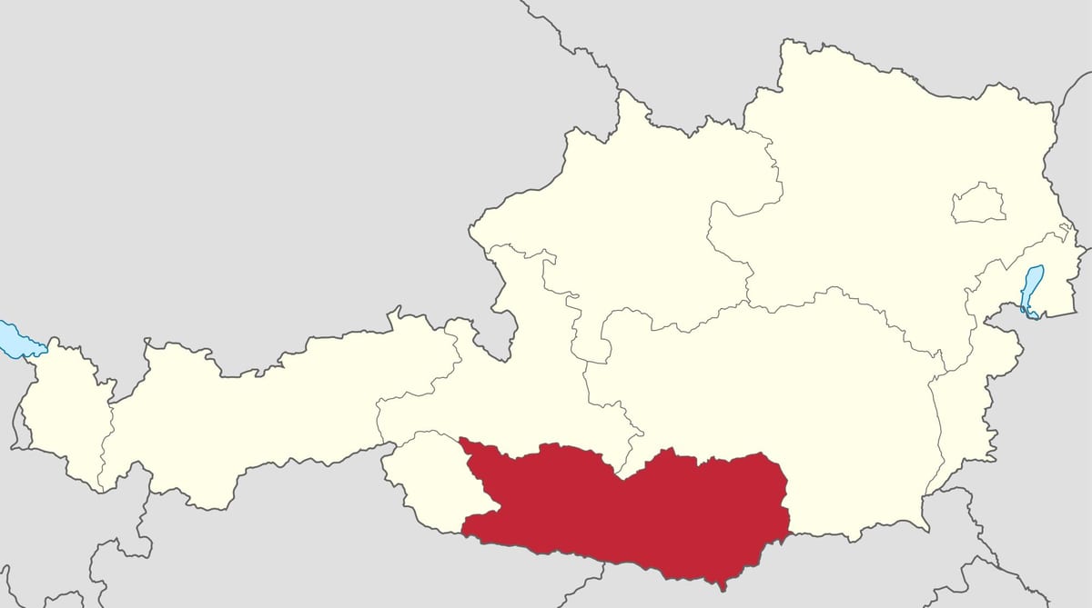 mapa korutánska v rakúsku