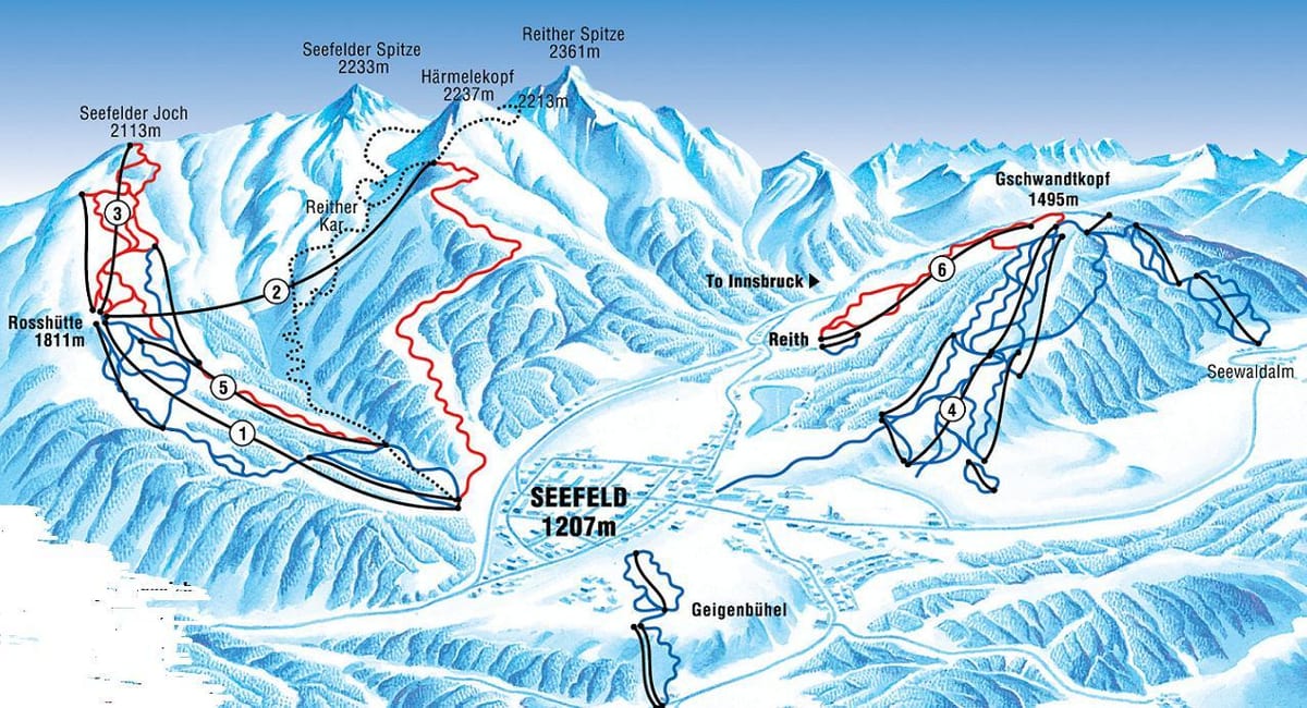 mapa seefeld rakúsko