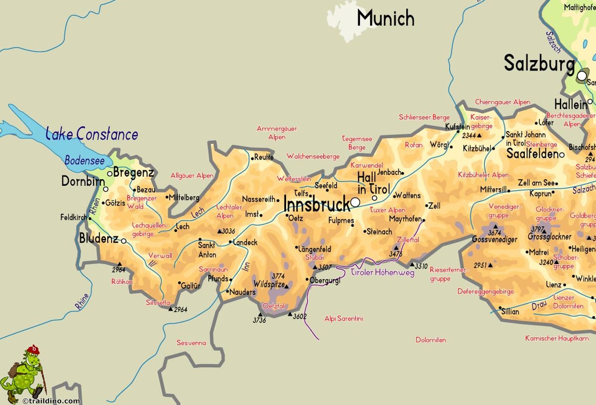 mapa mayrhofen rakúsko