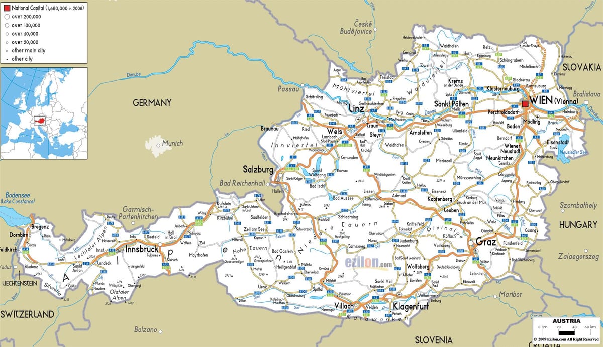 mapa rakúska trasy