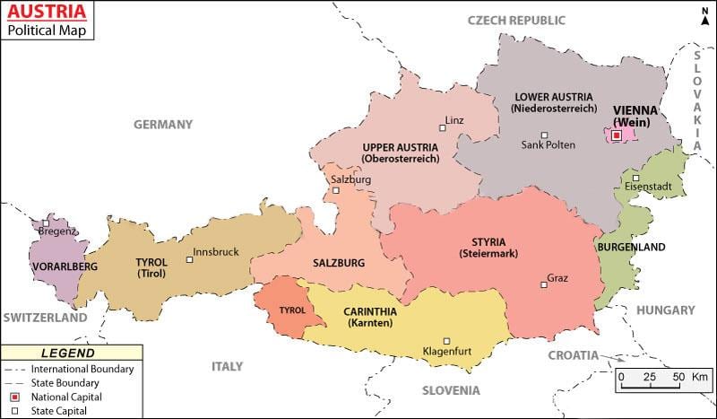 mapa rakúska politické