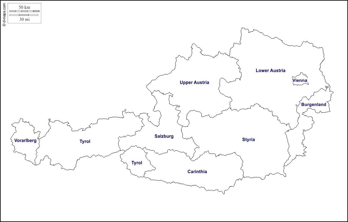 prázdna mapa rakúsko