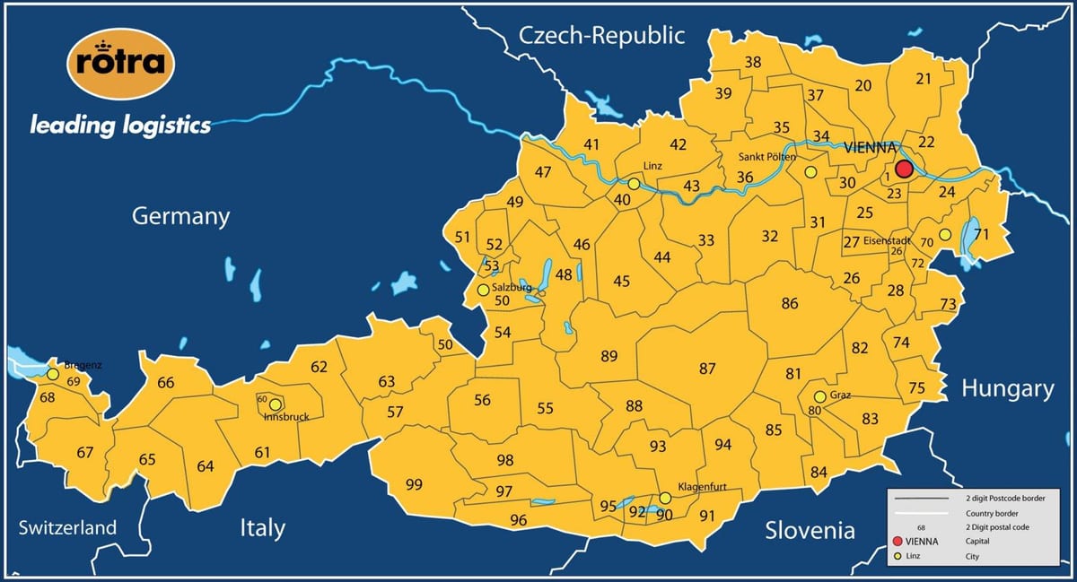 mapa rakúska psč 