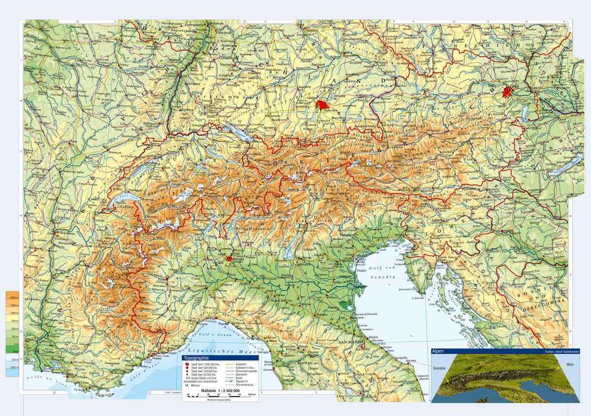 mapa rakúska topografické
