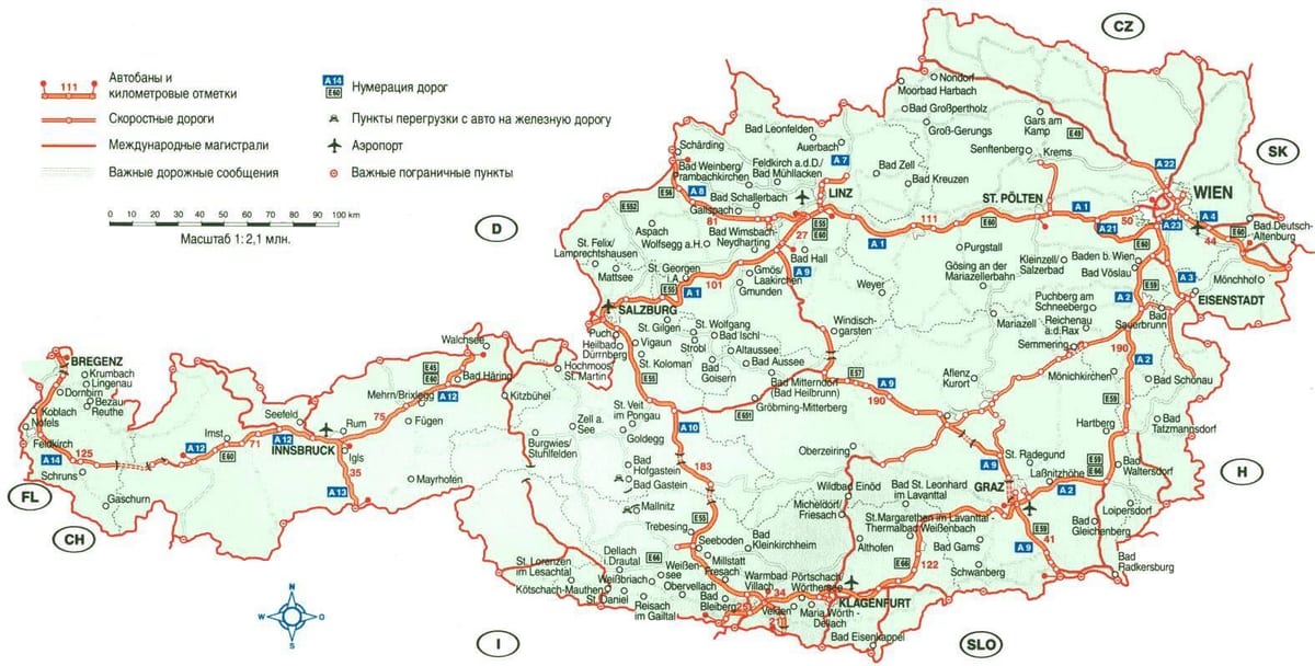 rakúsko cestovnej mape