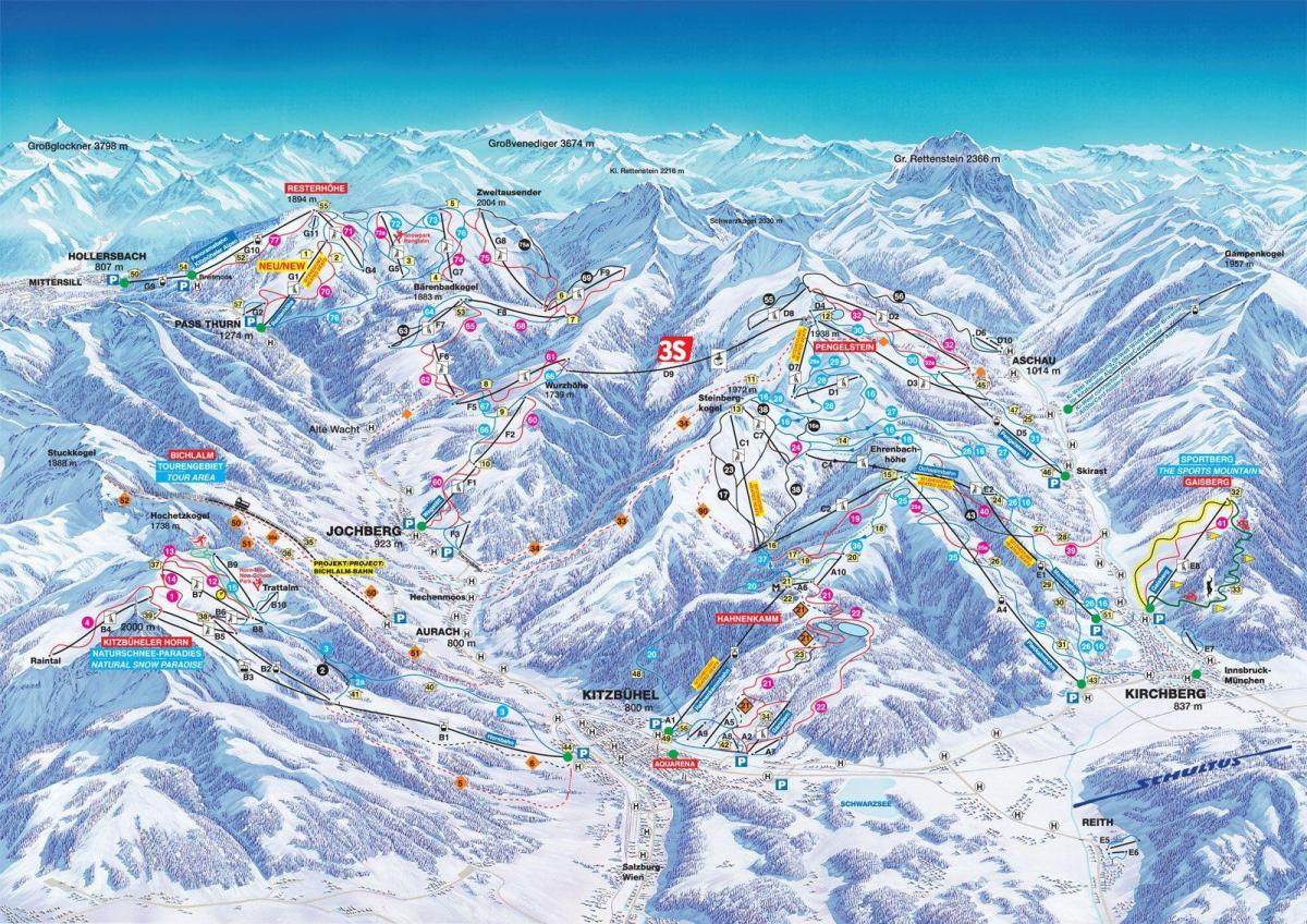 rakúska lyžiarske mapu