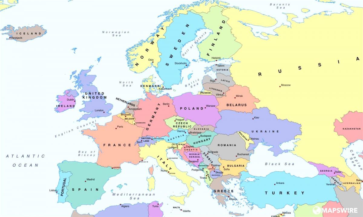 mapa európy ukazuje rakúsko