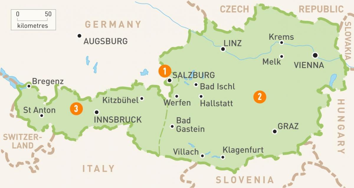 mapa rakúska