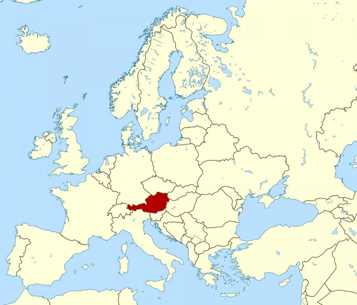 svet mapy zobrazujúci rakúsko