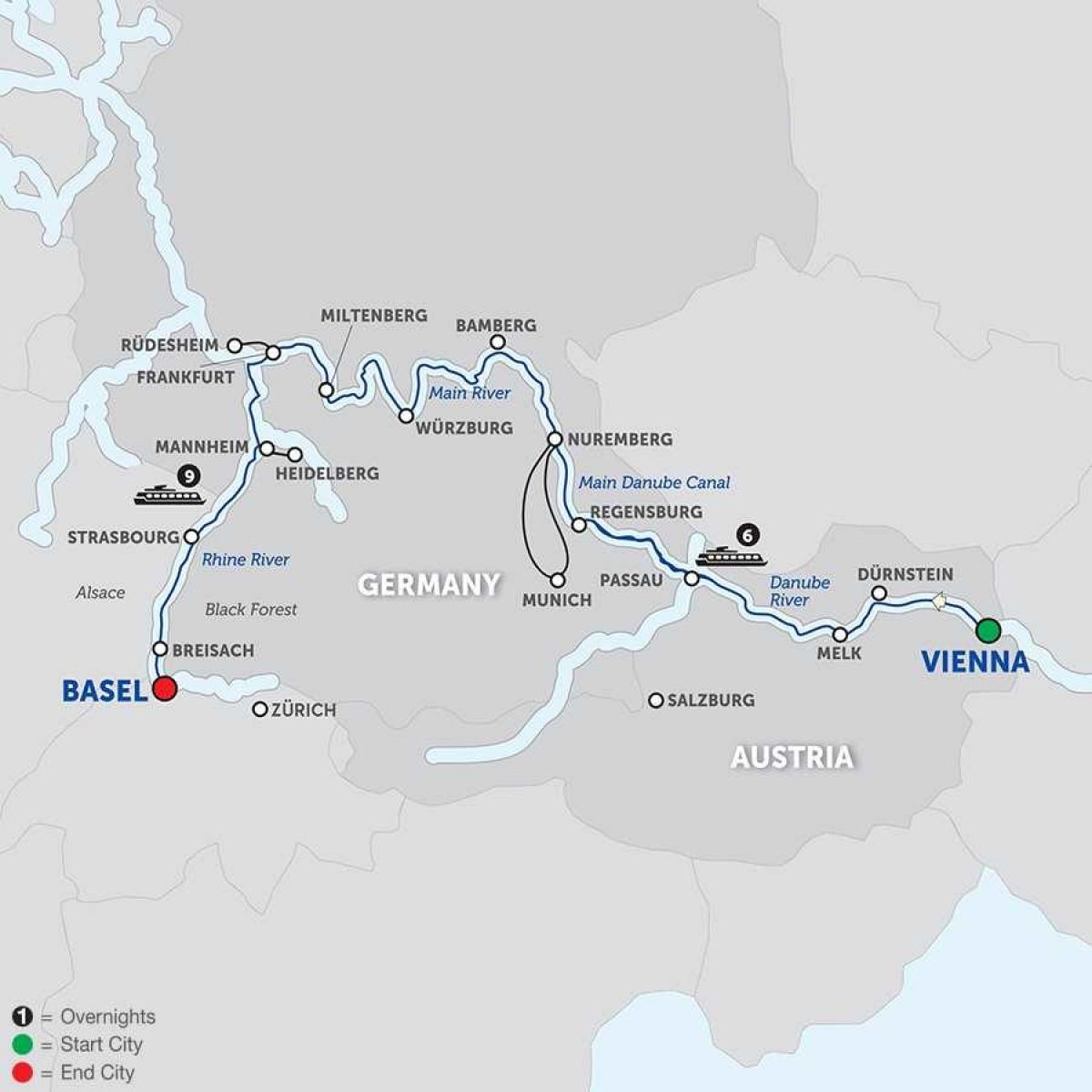 mapa rakúska rieka