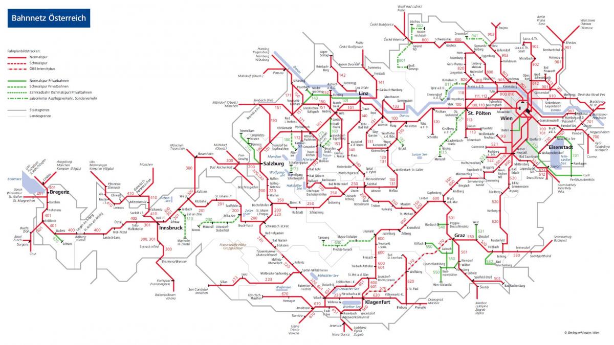 öbb rakúske železničnú mapu