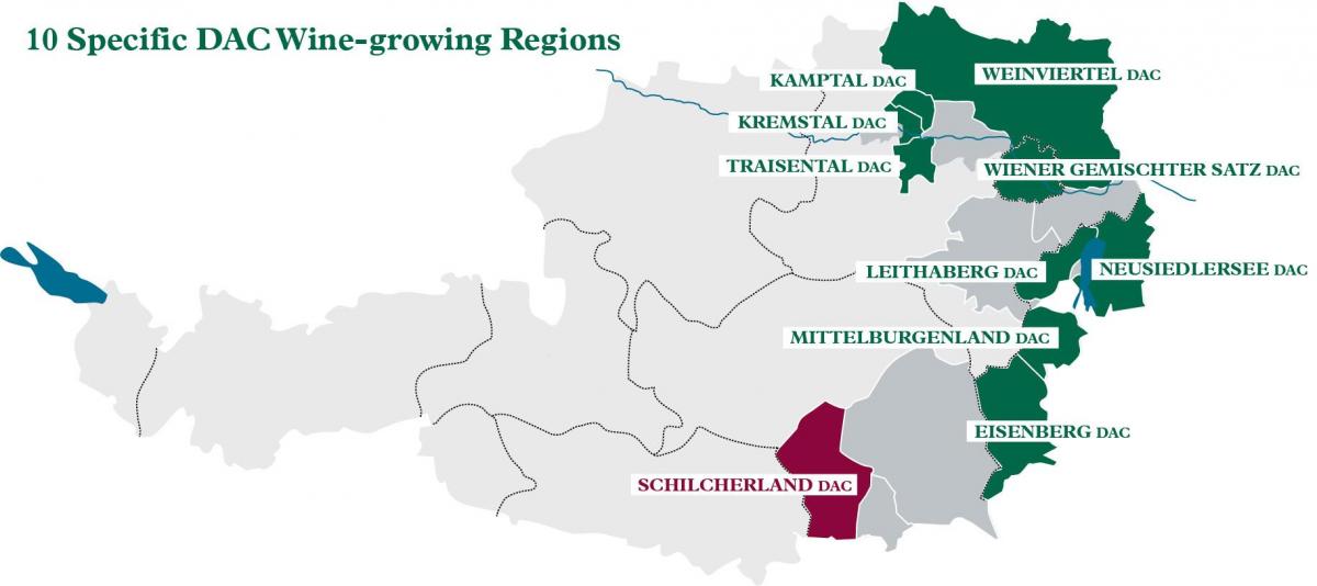rakúske víno regiónov mapu