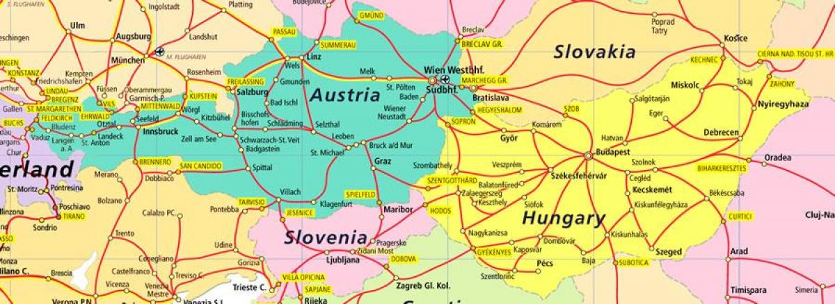 rakúsko železničnú mapu
