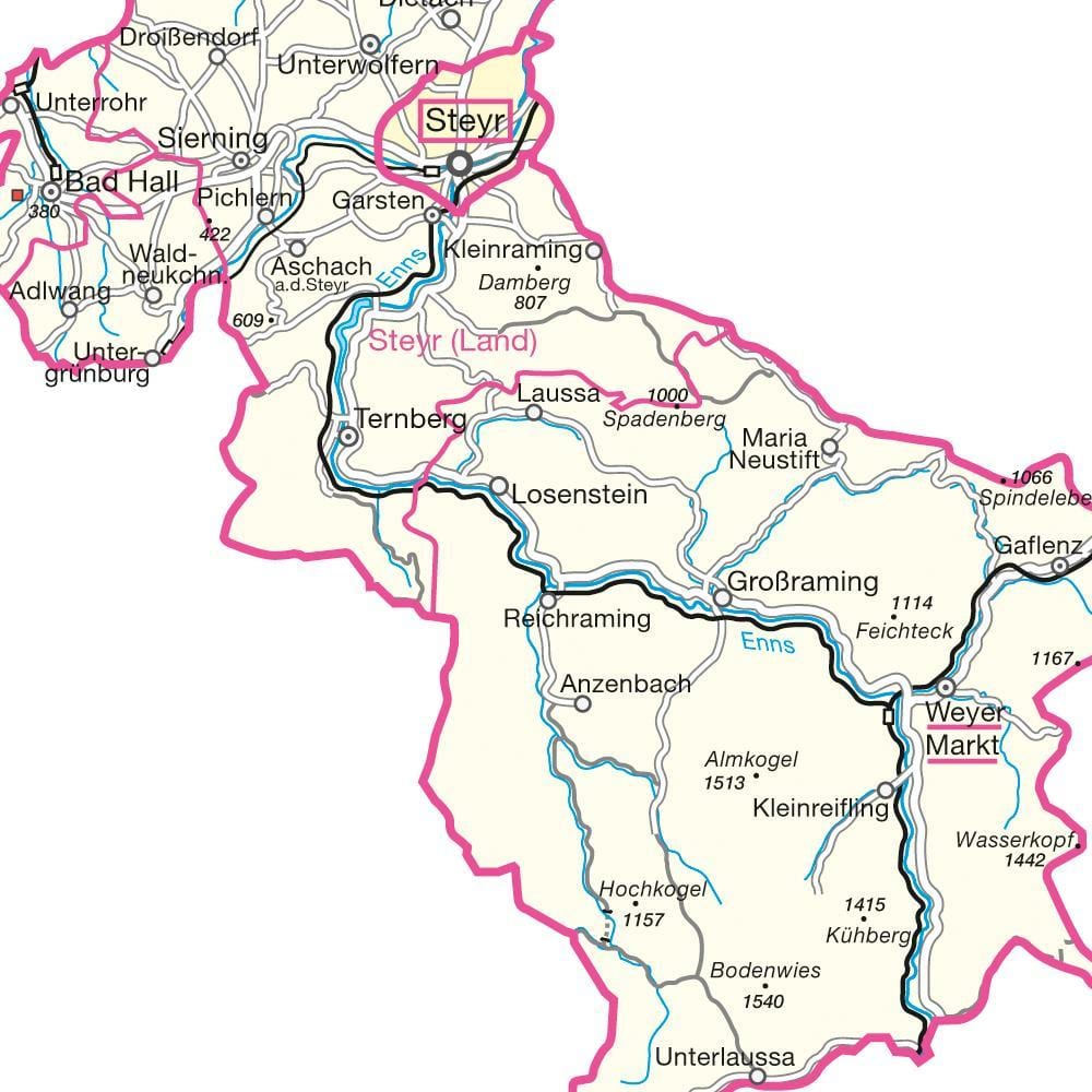 mapa steyr, rakúsko