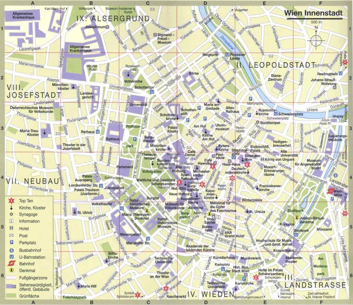 mapa viedeň rakúsko turistické atrakcie