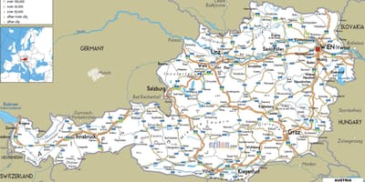 Podrobná mapa rakúska s mestá