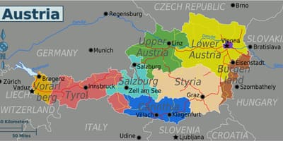Rakúskej provincie mapu