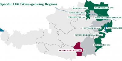 Rakúske víno regiónov mapu