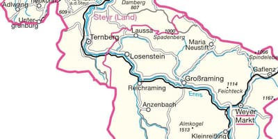 Mapa steyr, rakúsko 